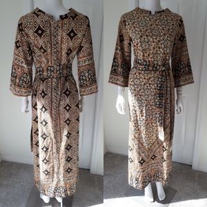 Vintage Boho Indian Cotton Maxi Caftan Dress